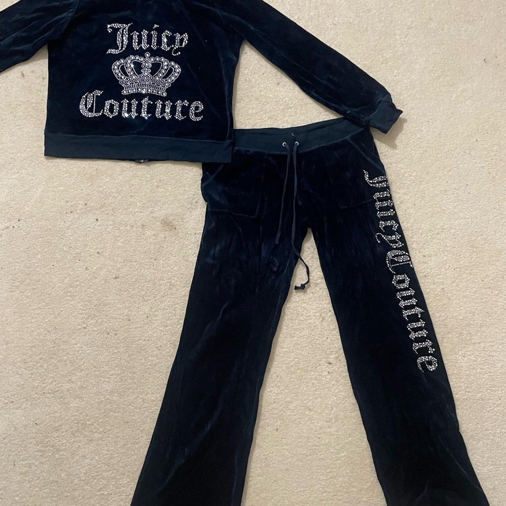 Y2K Navy Blue Velour Tracksuit